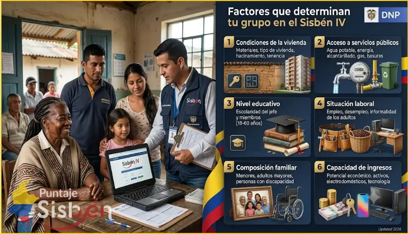 Factores que el Sisbén IV evalúa para determinar la categoría del hogar colombiano